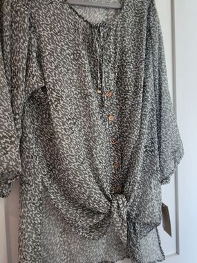 Michael Kors Safari Green Patterned Sheer Swim Coverup, NWT